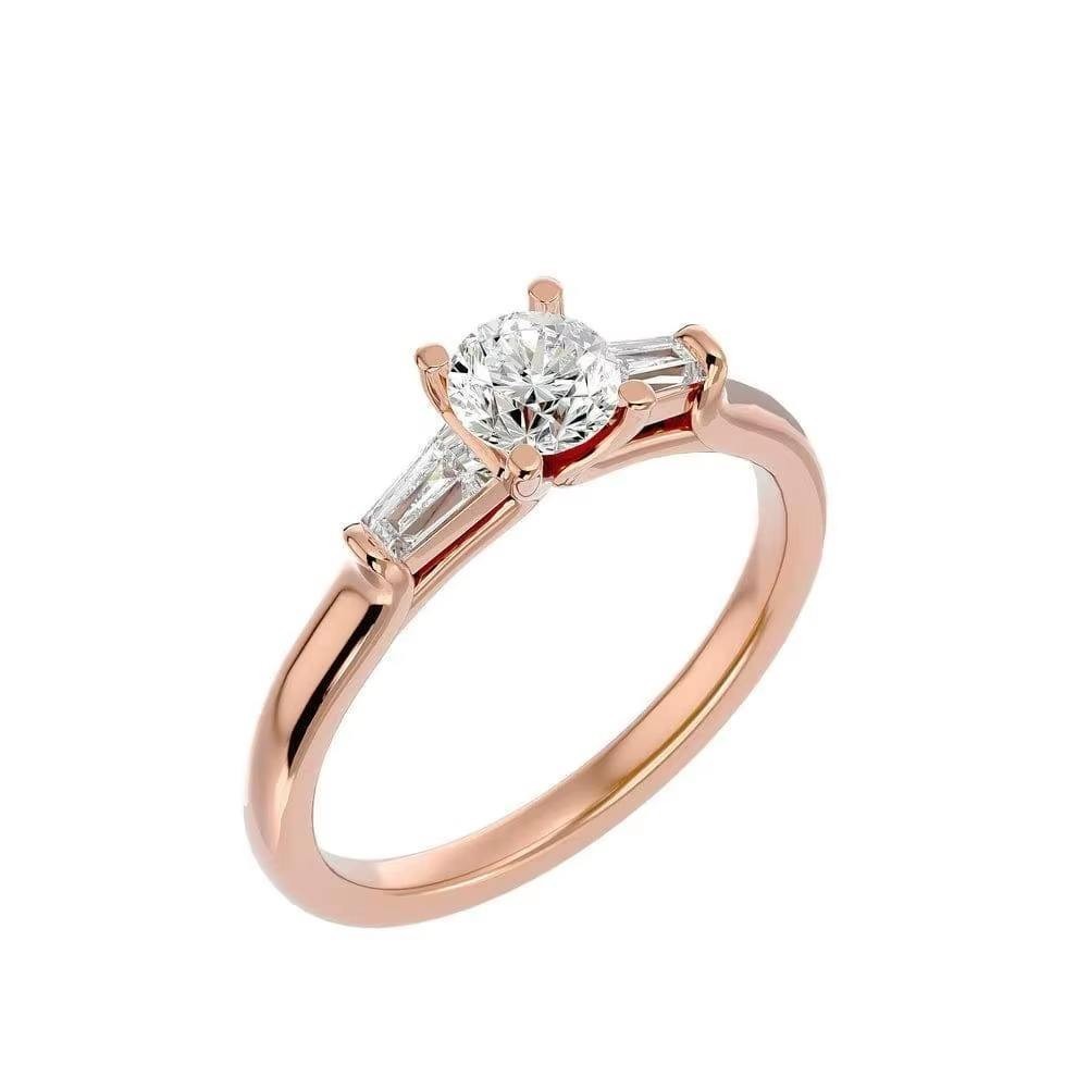 2Ct Round Moissanite Three-Stone Ring 925 Sterling Silver 14K Rose Gold Plated