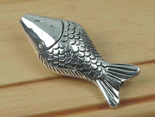 1 Antique Silver Pewter Fish Focal Bead 52x22mm