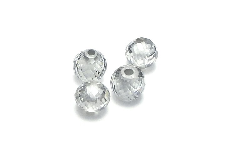 Silver Gray DIAMOND 5mm Faceted Round Rondelle Focal Bead