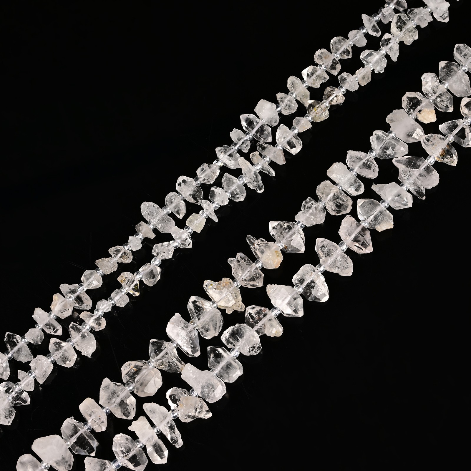 Natural Clear Herkimer Diamond Quartz Beads 5-7×8-13mm /6-9×12-15mm 15.5″ Strand