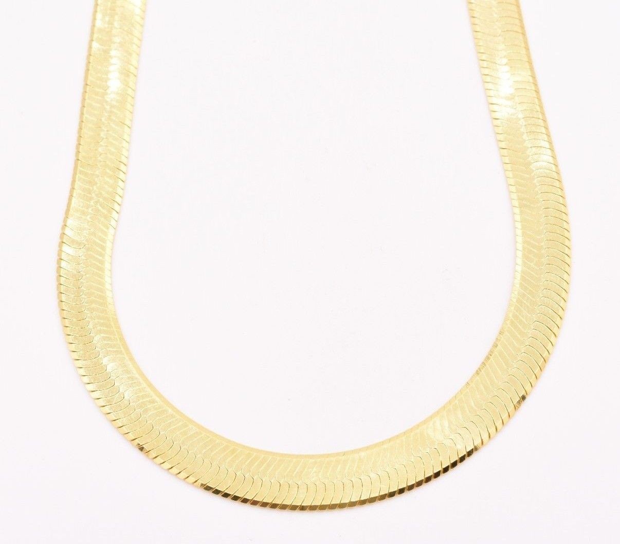 9mm Flexible Herringbone Chain Necklace 14K Yellow Gold-Plated Sterling Silver