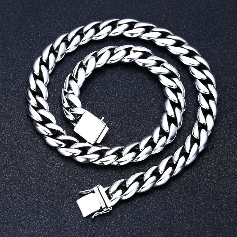 12mm HEAVY Solid 925 Sterling Silver Necklace Mens Miami Cuban Curb Link Chain