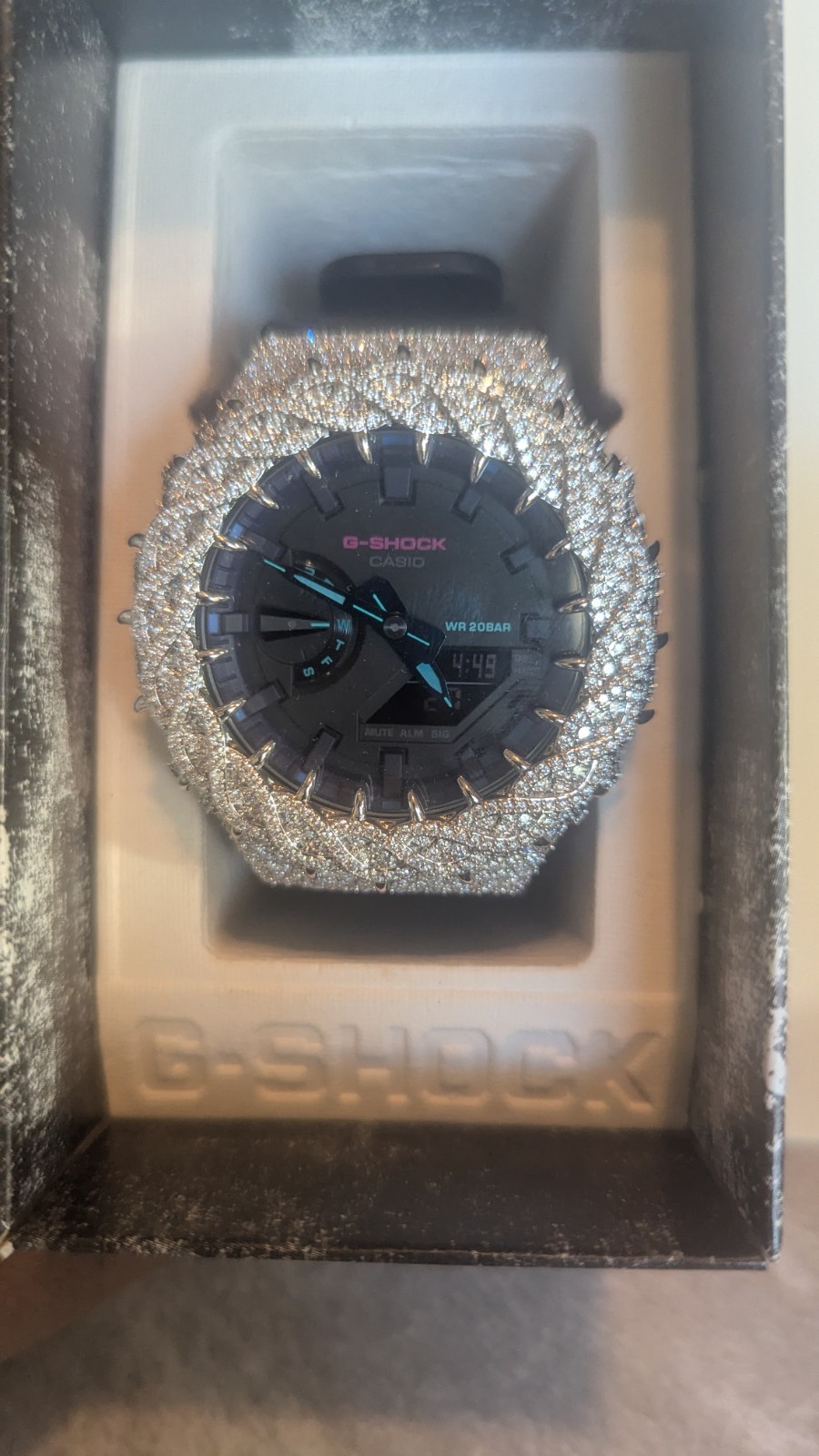 G-SHOCK CUSTOM MOISSANITE WATCH BLACK THORN GA2100