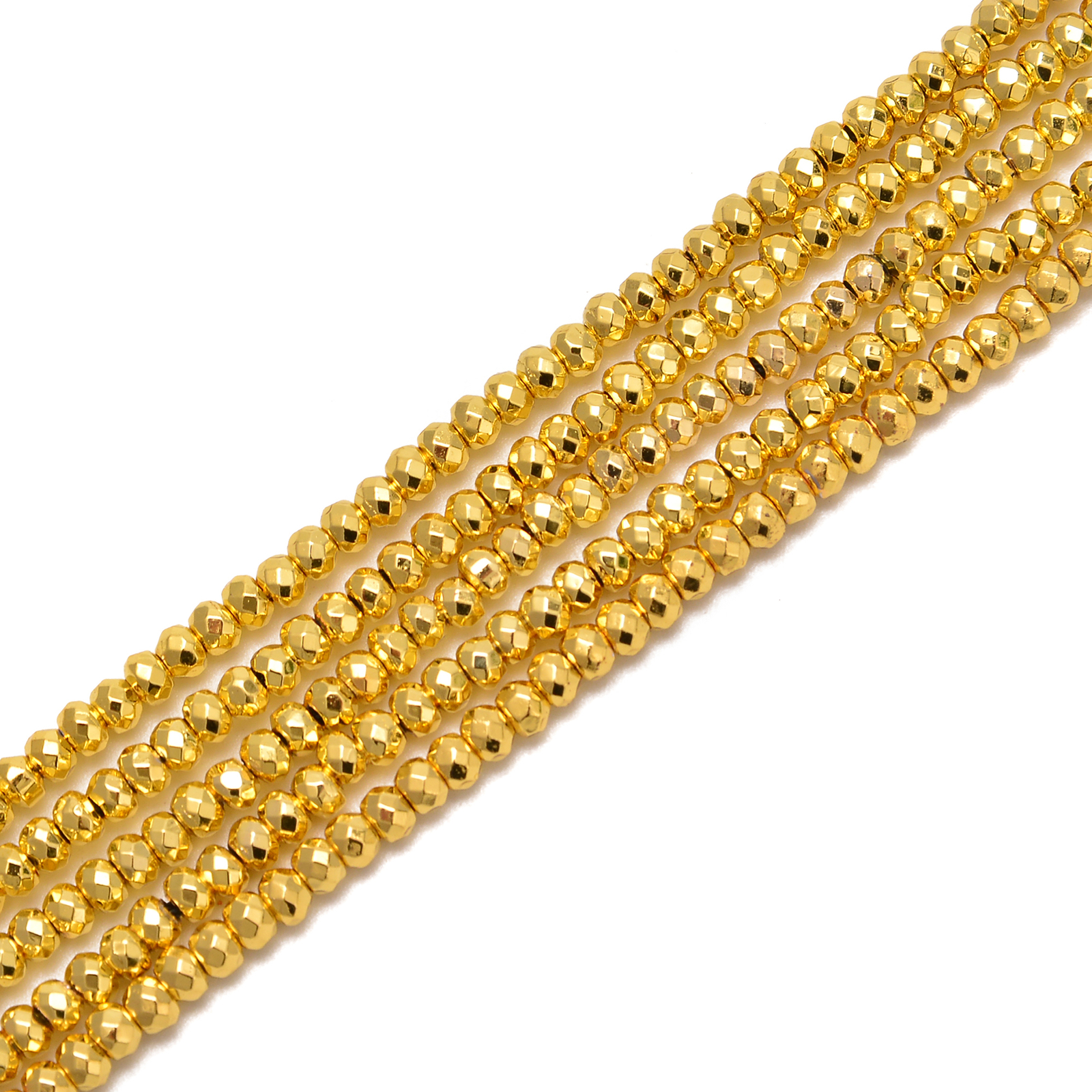 Titanium Bright Gold Hematite Faceted Rondelle Beads 3mm 4mm 6mm 8mm 15.5” Str