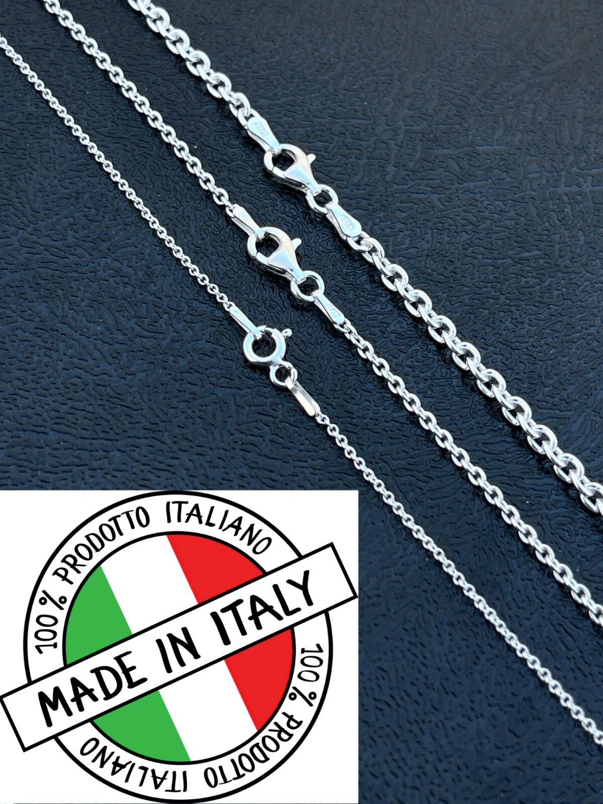 Real Solid 925 Sterling Silver Anchor Cable Chain Rolo Necklace 1mm – 3mm ITALY