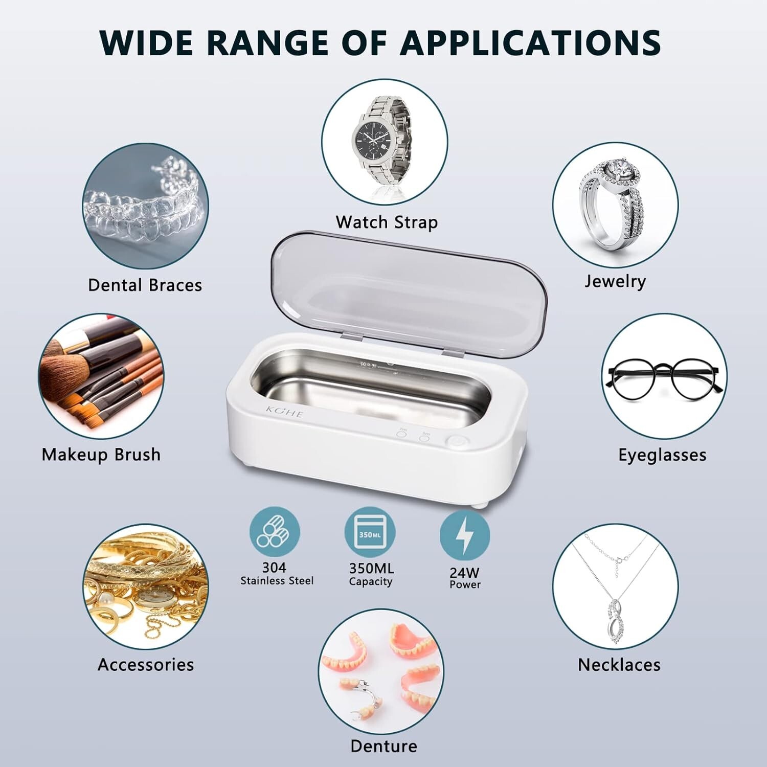 Sonic Jewelry Cleaner- 48Khz Professional Portable Glasses Cleaner Machine