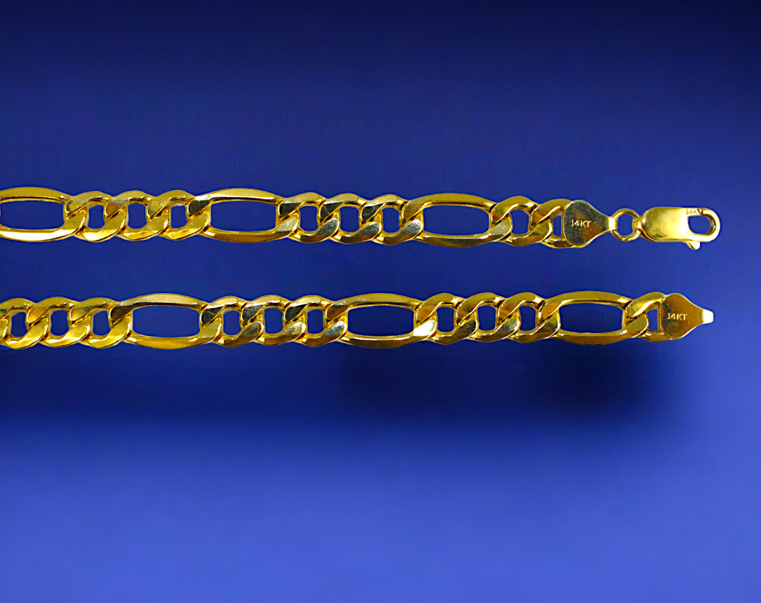 14K Yellow Gold 1.5mm-12mm Figaro Chain Necklace Link All Sizes Real Men Women