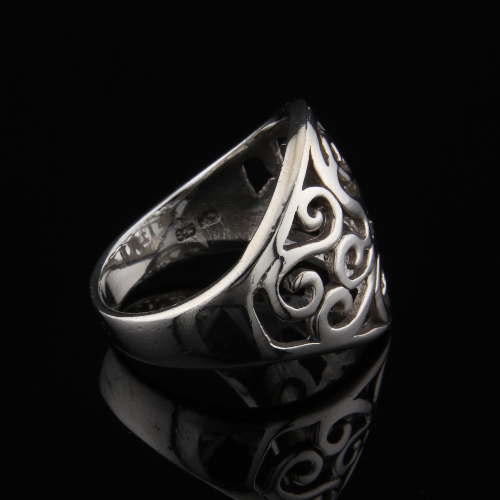 Sterling Silver Scroll Statement Ring Size 6.5