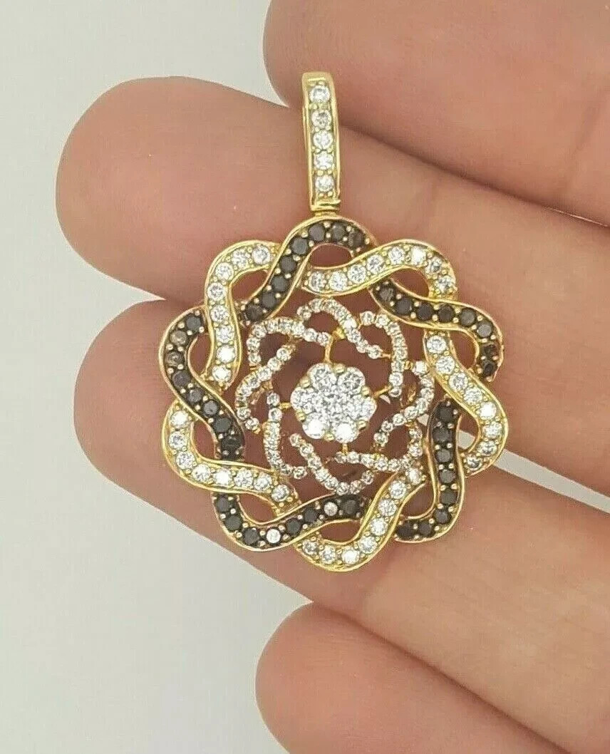 2Ct Round Cut Lab Created chocolate/White Diamond Pendant 14K Yellow Gold Plated