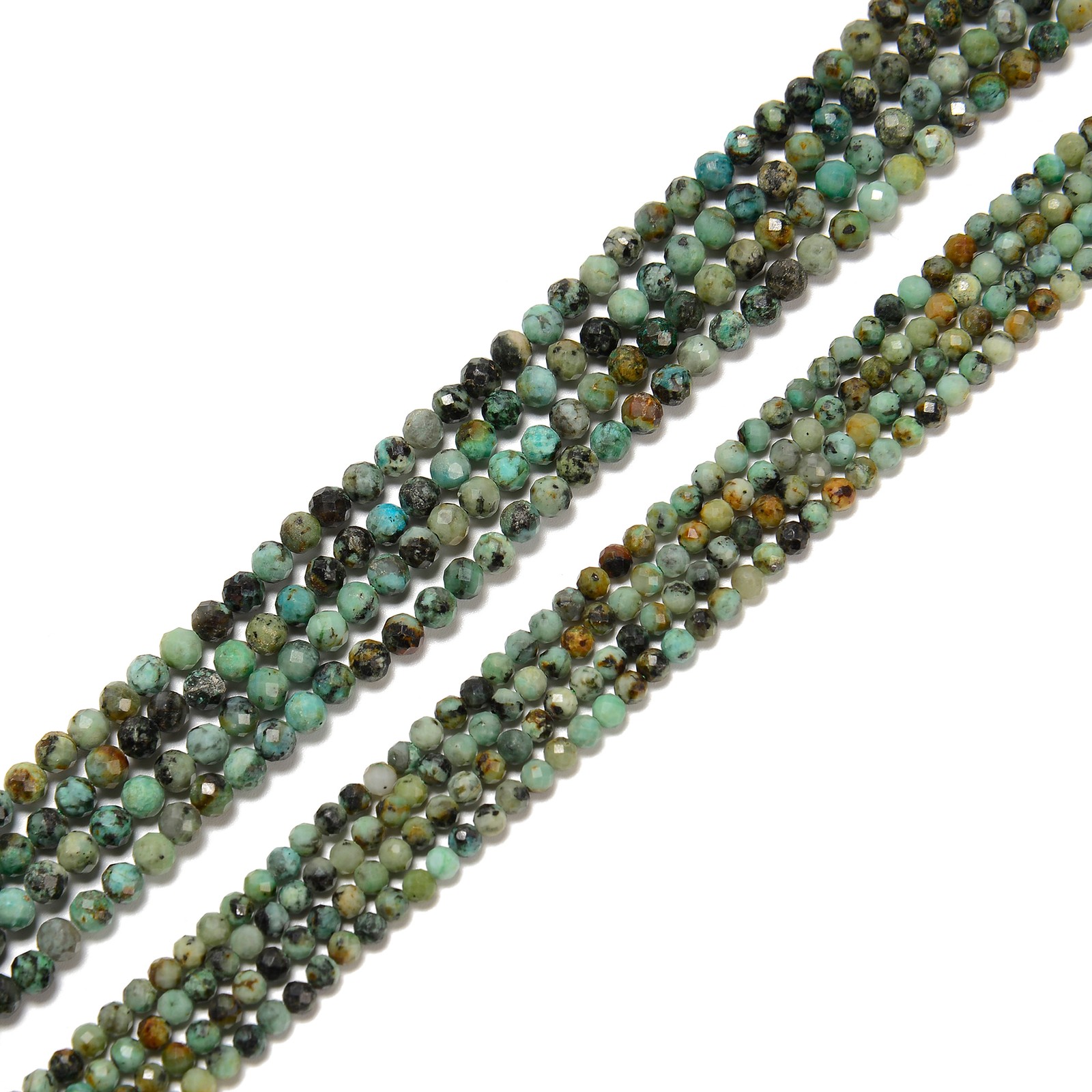 African Turquoise Faceted Round Beads 2mm 3mm 4mm 5mm 15.5″ Strand