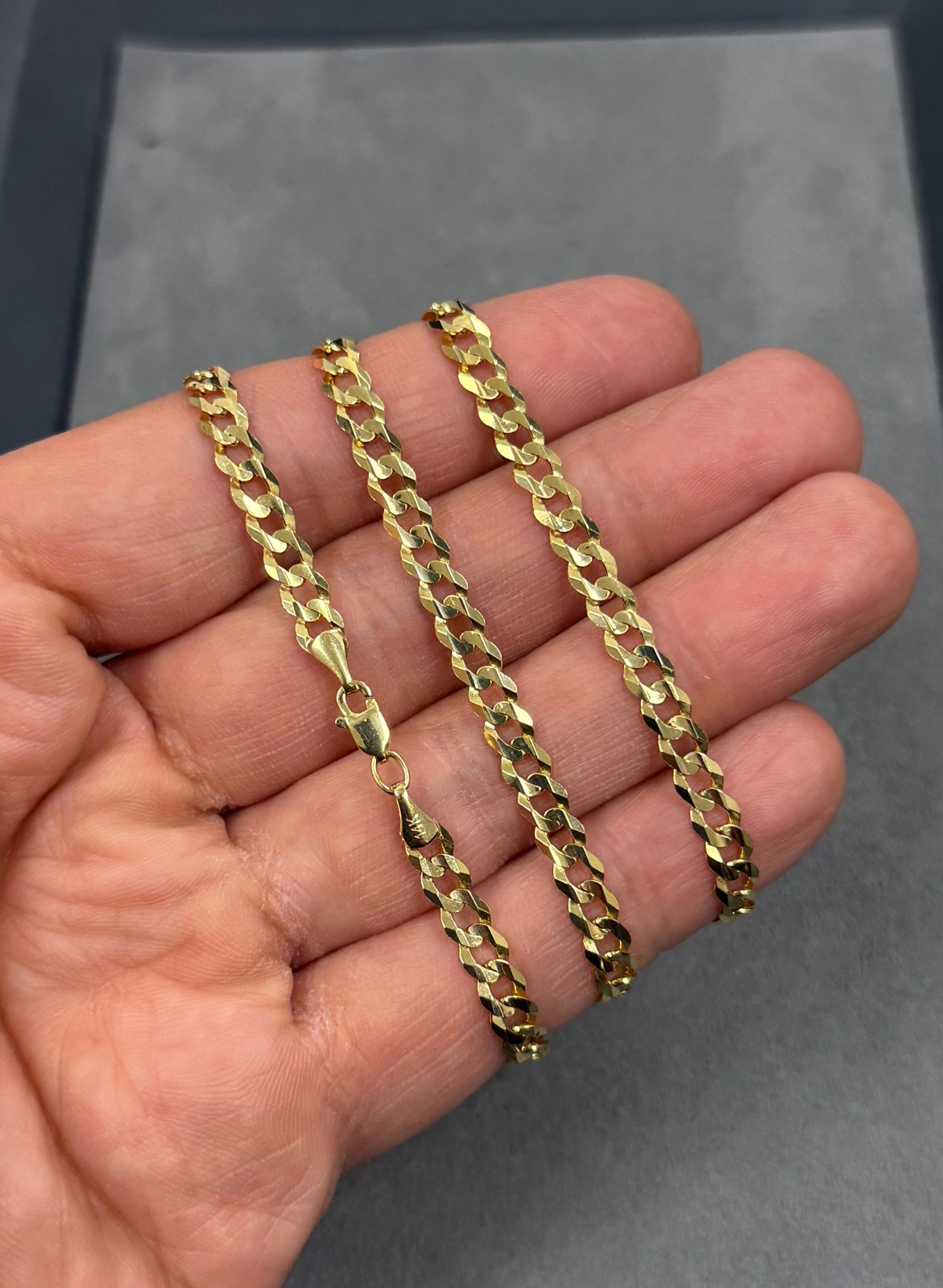 14k Yellow Gold Solid Flat Cuban Curb Link Chain Necklace 22″ 4.5mm 12.50 Grams