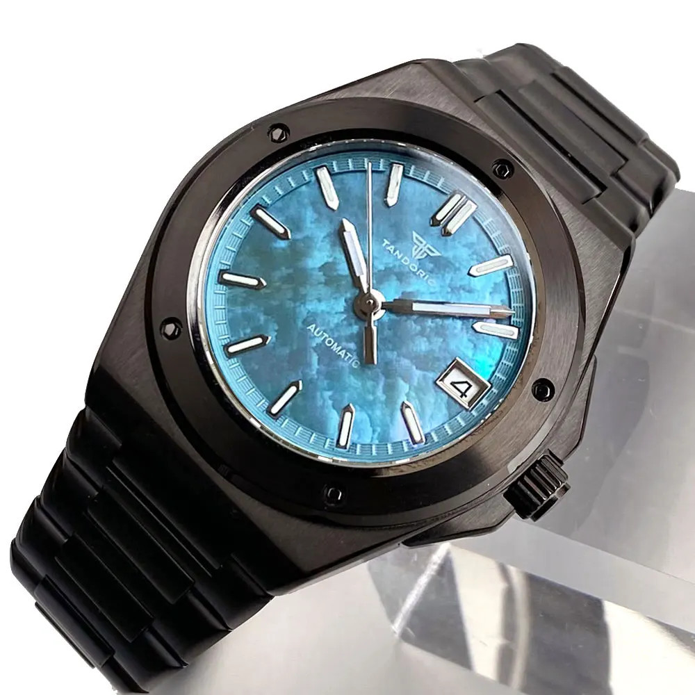 Tandorio Engineer Style Men’s Mechanical Watch For Japan NH35 Black PVD Case