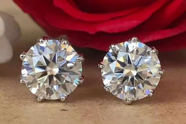 4.00Ct Round Cut Lab Created Solitaire Diamond Stud Earrings 14k White Gold Over