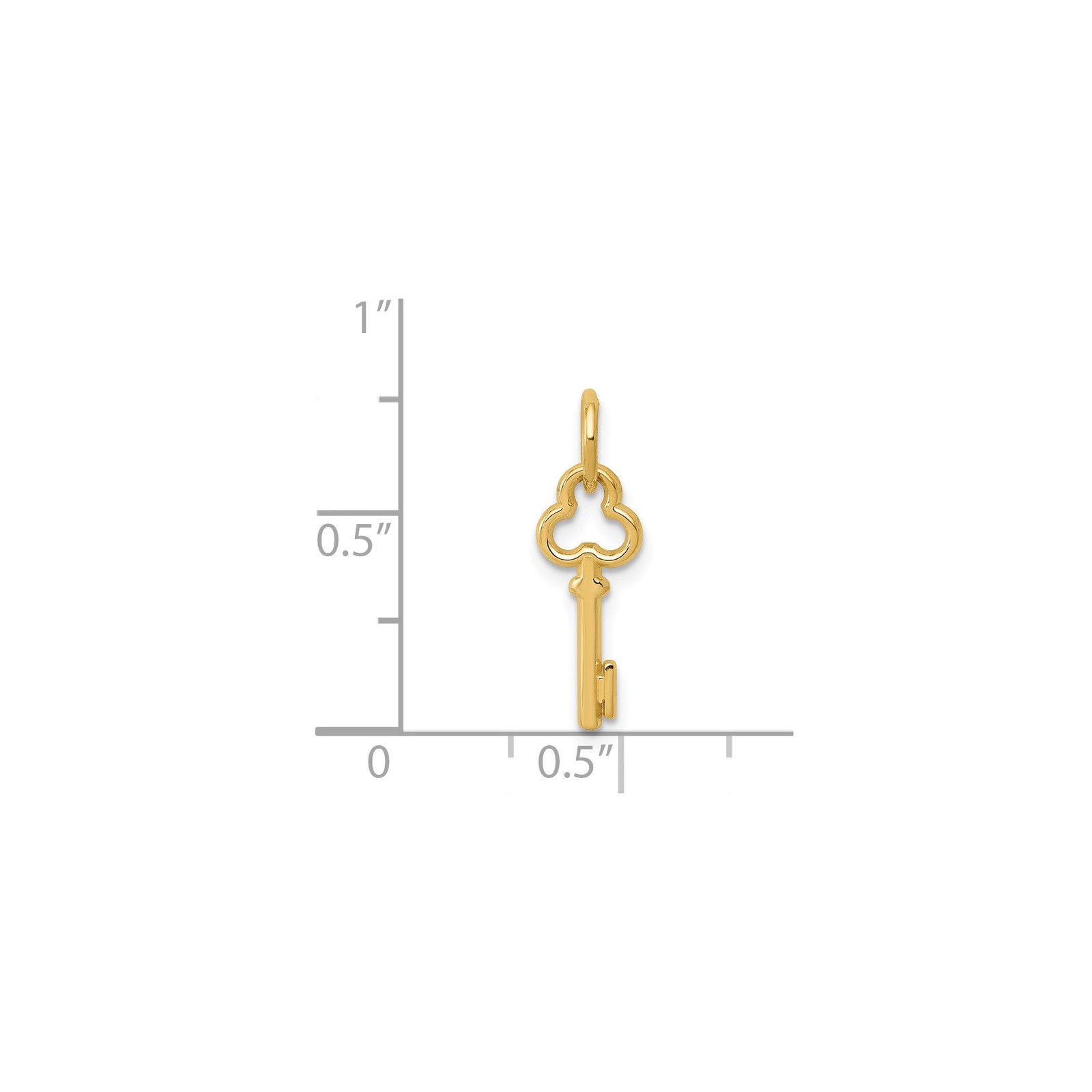 14k Yellow Gold Solid Skeleton Key Pendant Charm Letter I 15.53mm