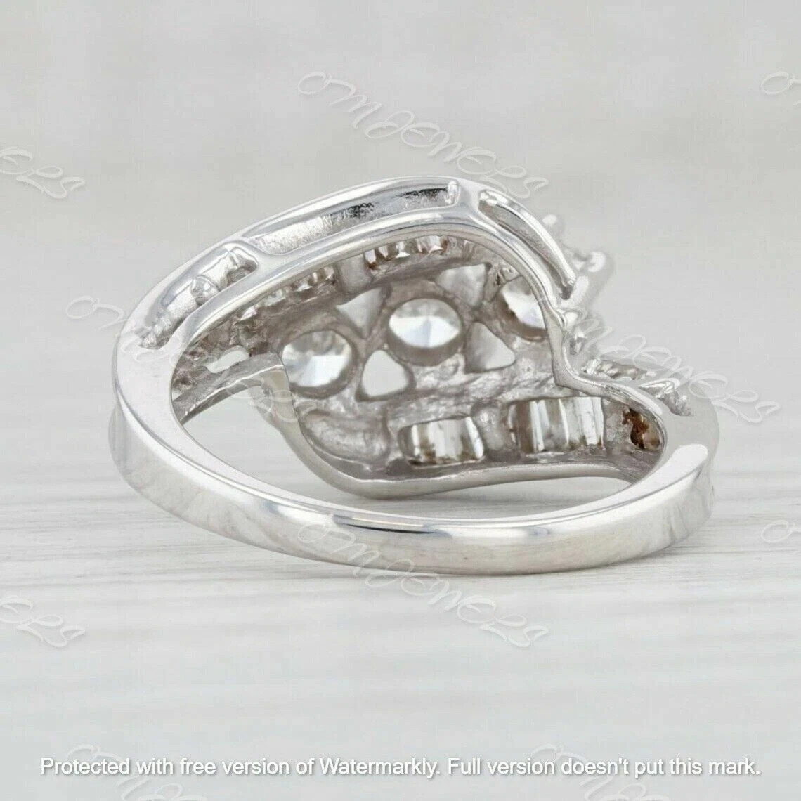 2Ct Lab-Created Diamond Solitaire With Accents Engagement Ring 14K White Gold Fn