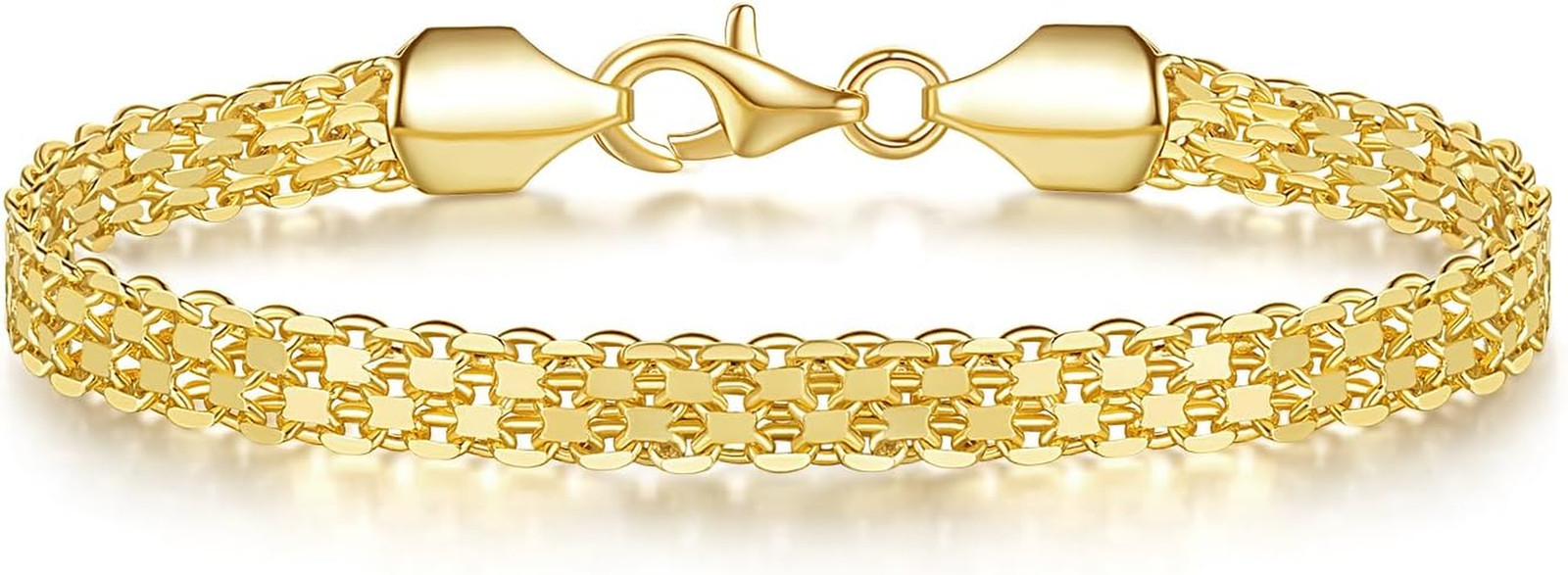 Dainty 14K Gold Mesh Chain Bracelets for Women & Men – Adjustable Size