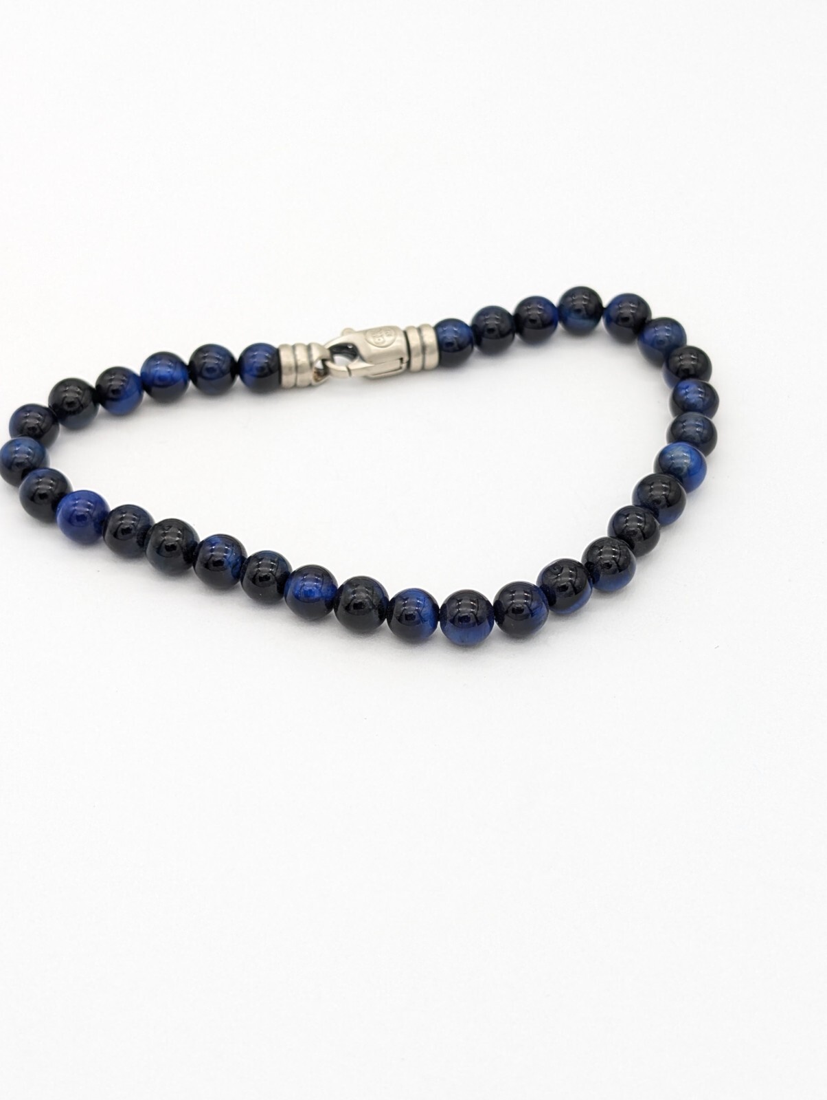 Handmade 925 Silver Blue Tiger’s Eye Bead Bracelet 6mm – Focus & Protection