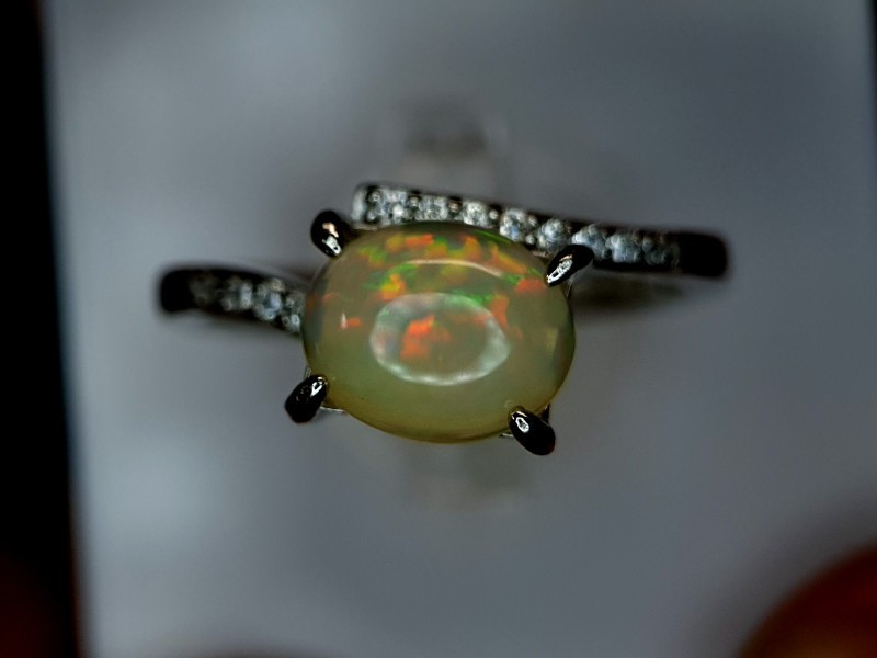 3.25Grams Natural Multi Fire Opal Silver Ring 925 Sterling Silver Ring Size 9