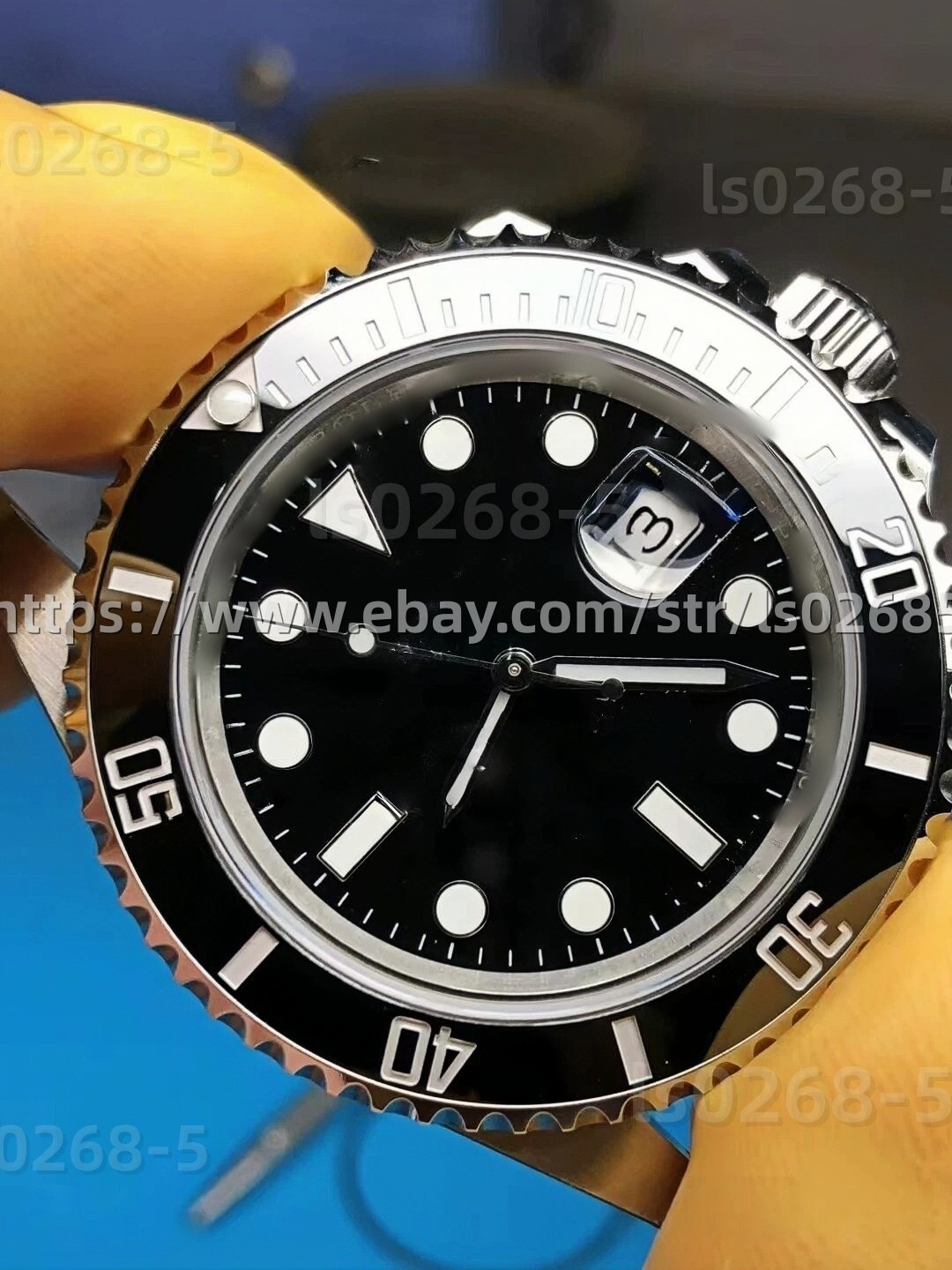 DIY SET for3235 3130 3135 watch case + dial + hands + Strap sapphire 41mm