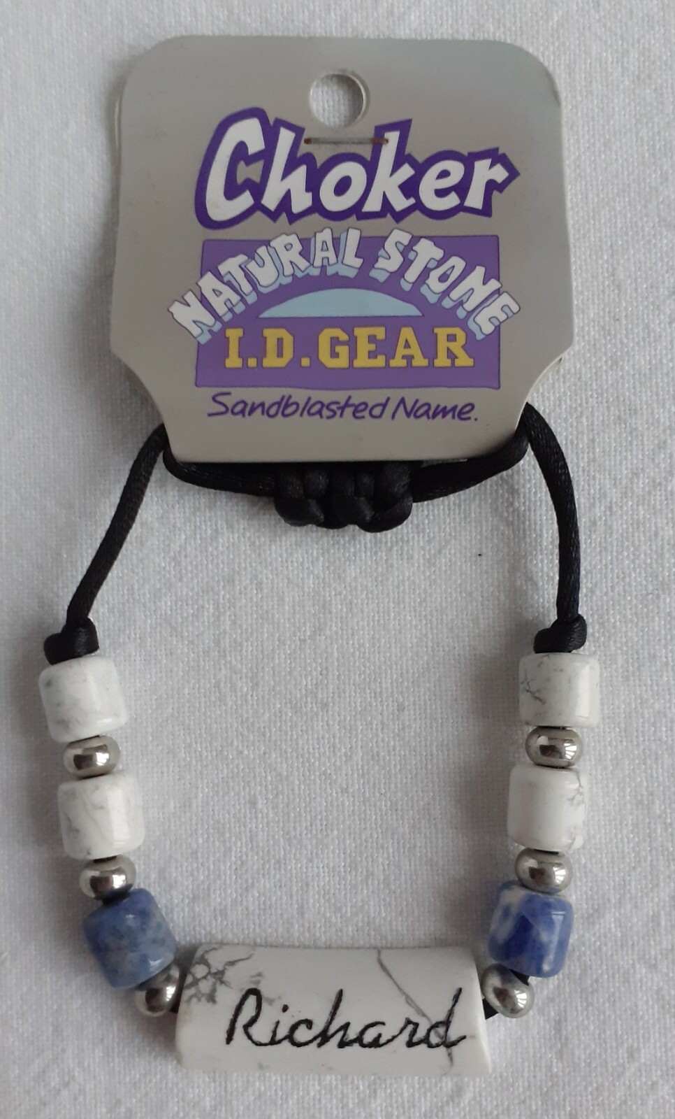ID Choker / Necklace – Natural Stone – Sandblasted Name – Richard – Brand New