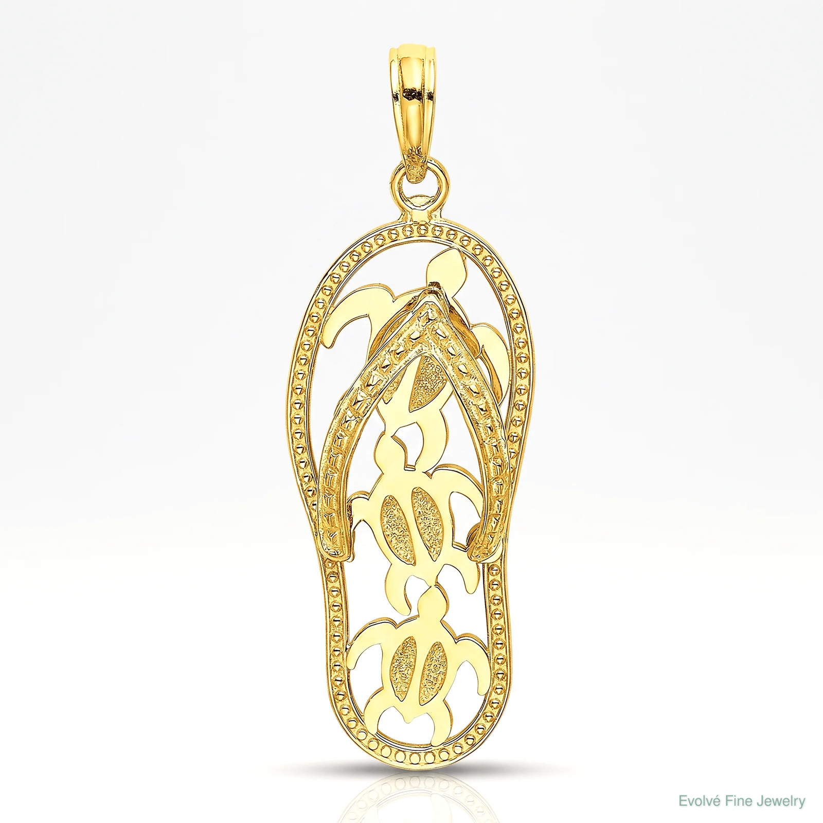 10K / 14K Yellow Gold Triple Turtle Flip-Flop Charm