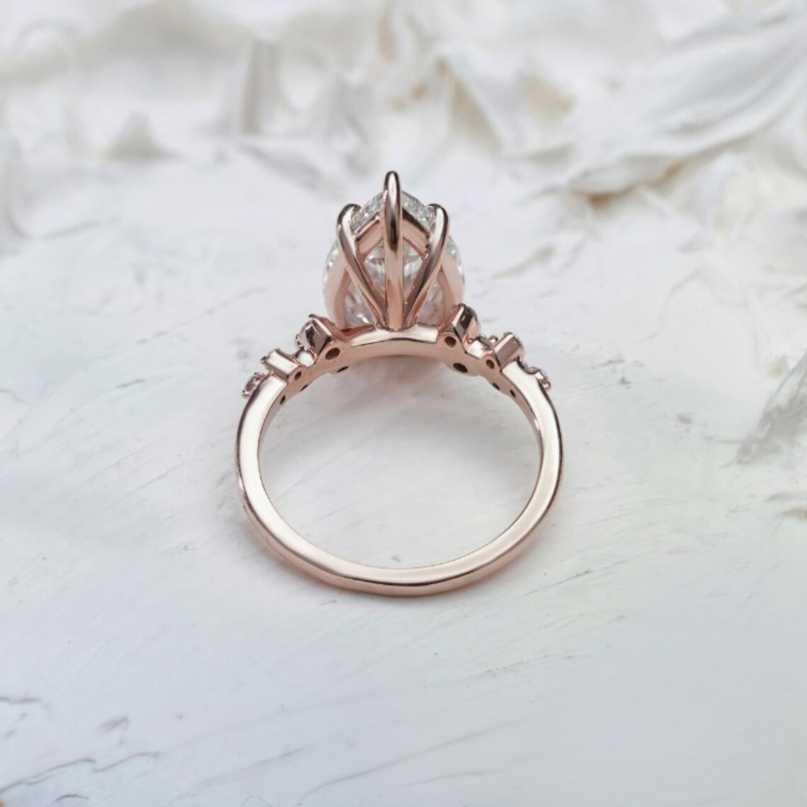 4.00 Carat Pear Cut Lab Created Diamond Solitaire Ring | 14k Solid Rose Gold