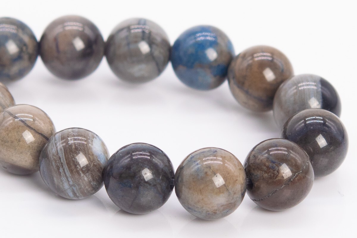 7-8MM Natural Brown & Gray Petrified Wood Jasper Grade AAA Round Loose Beads