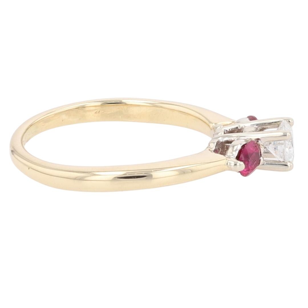 .50ctw Diamond and Lab-Created Ruby Engagement Ring 14k Yellow Gold Size 5.25