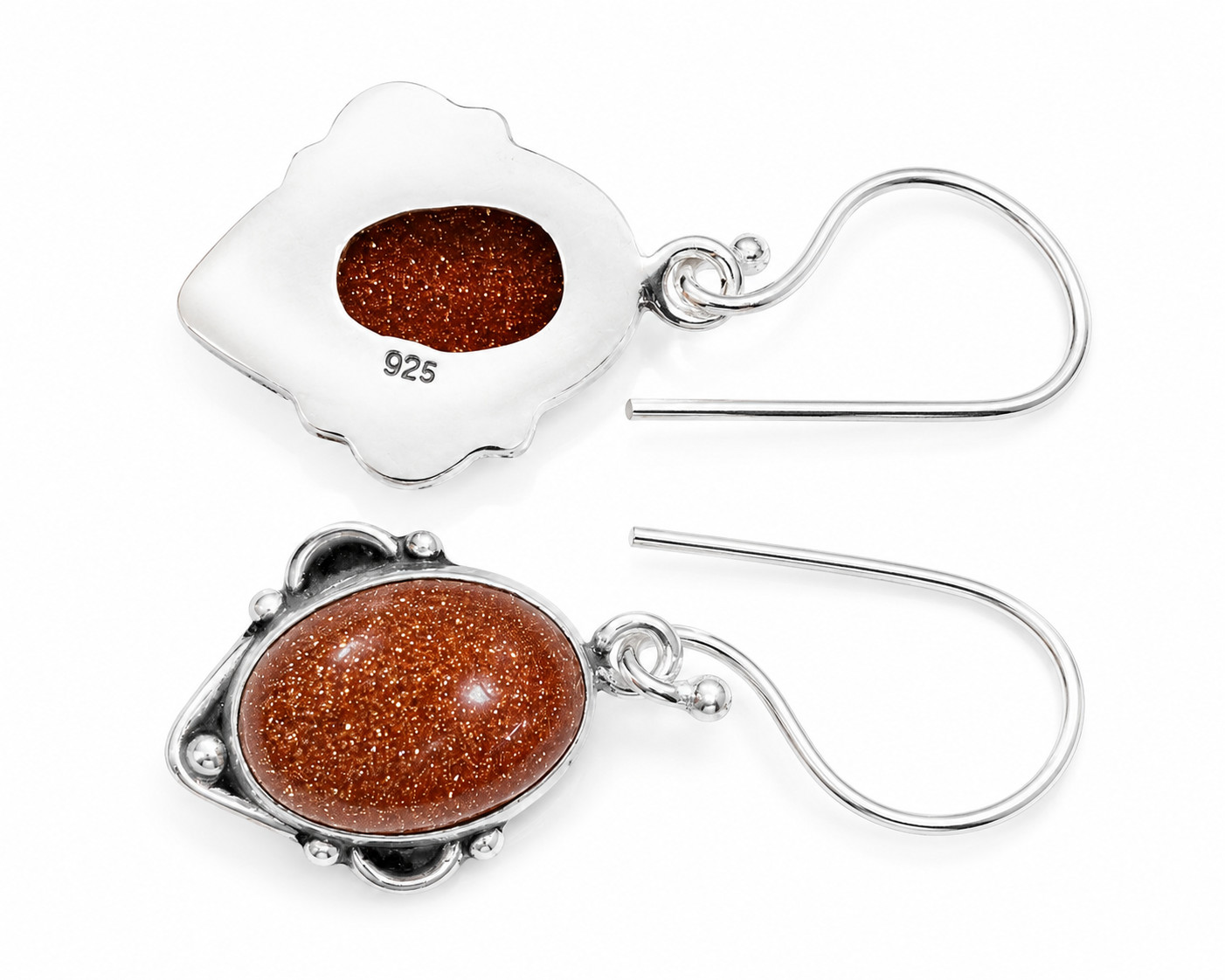 Handmade Goldstone Dangle Drop Earrings 925 Sterling Silver Boho Gift for Women