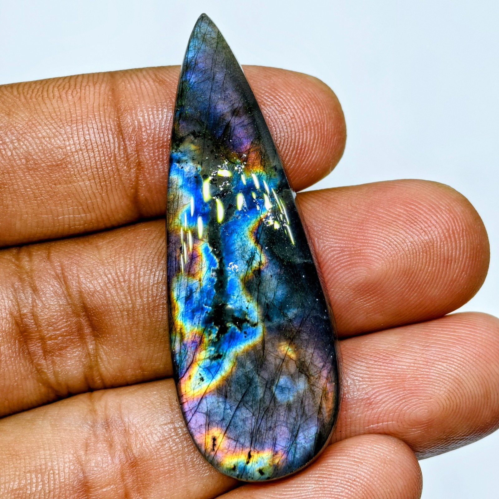 46 Cts Natural Labradorite Cabochon Gemstone For Jewelry 51.7×18.7×5.6 MM