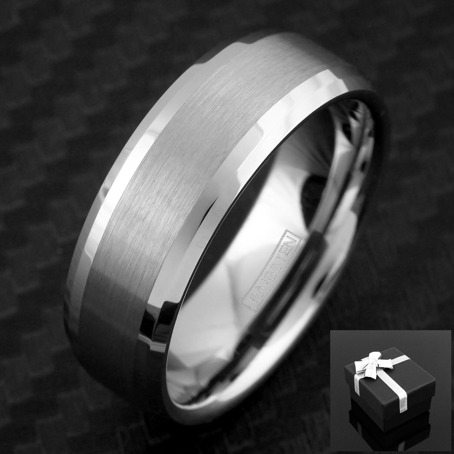 Tungsten Carbide Men’s Ring Silver 3/4 Brushed Wedding Band Bridal Jewelry