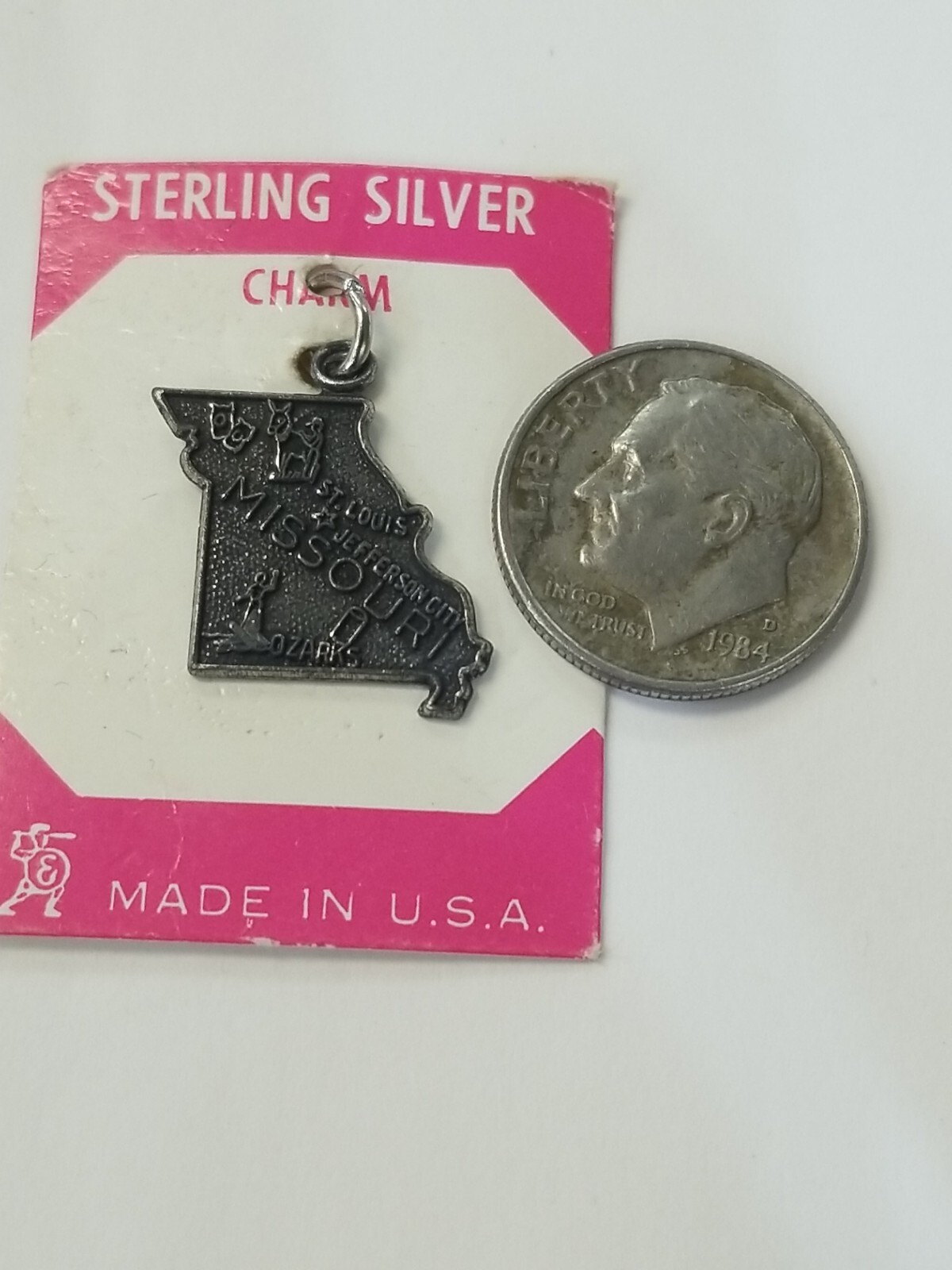 Vintage Sterling Silver State Map Charm, SELECT From 16 different States NOS