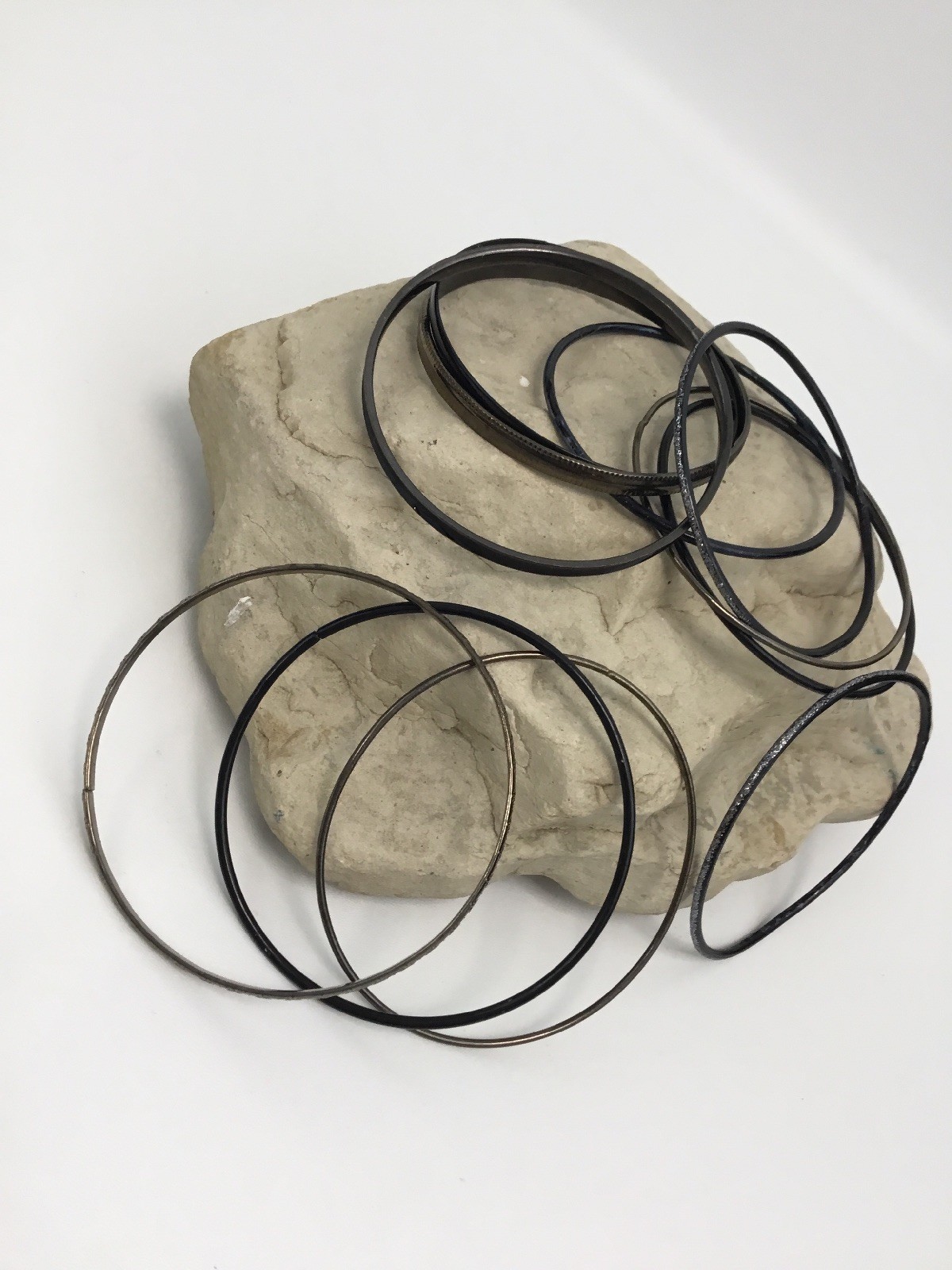11 Black Dark Tone Bracelets Wire Type Assorted Shapes Designs Fashion Lot