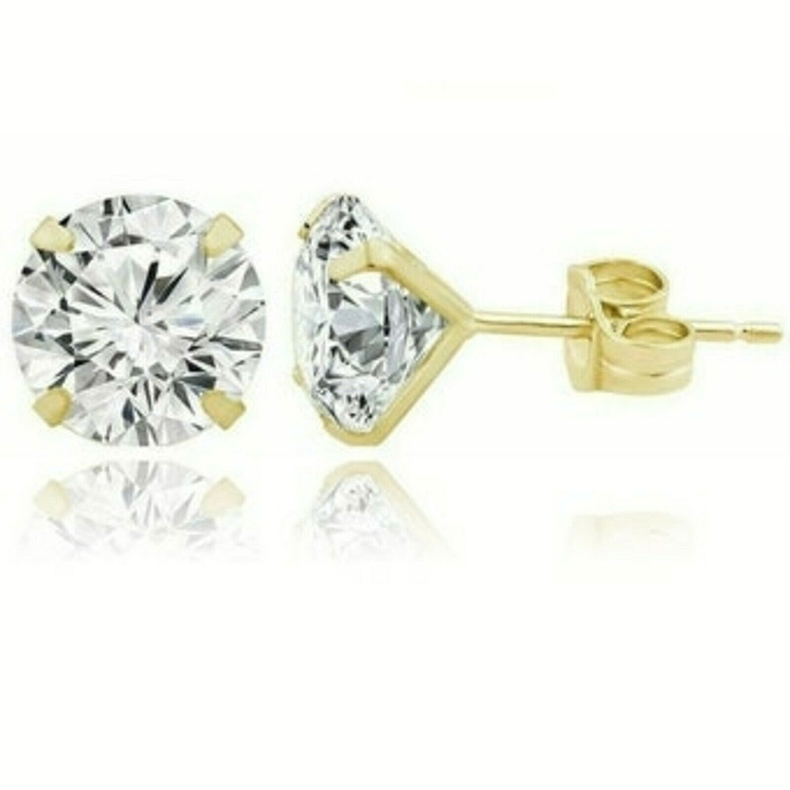 1 ct. White Sapphire 4 Prong Martini look Stud Earrings in 14k Yellow Gold