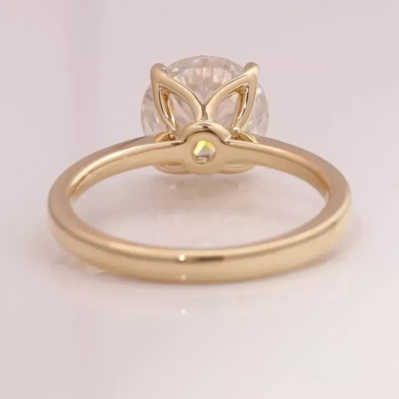 3CT Round-Cut VVS1 Moissanite Solitaire Engagement Ring 14K Yellow Gold Plated