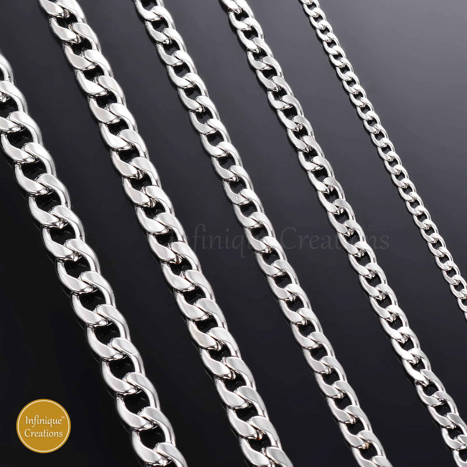 Stainless Steel Silver Chain Cuban Curb 7-38″ Necklace Bracelet Men Women 3-12mm