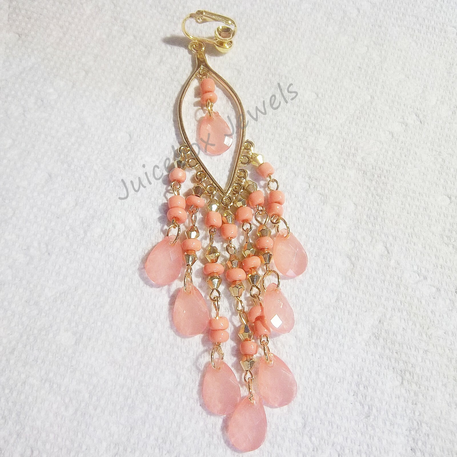CLIP ON 4″ Chandelier Teardrop Dangle Non-Pierced Long Earrings 1 Pair