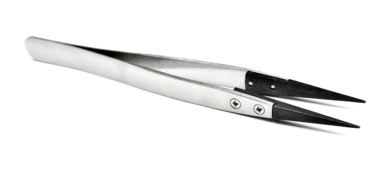 Tweezers Non Static Fiber Tip Precision Anti-Static Stainless Steel Tweezers 5″