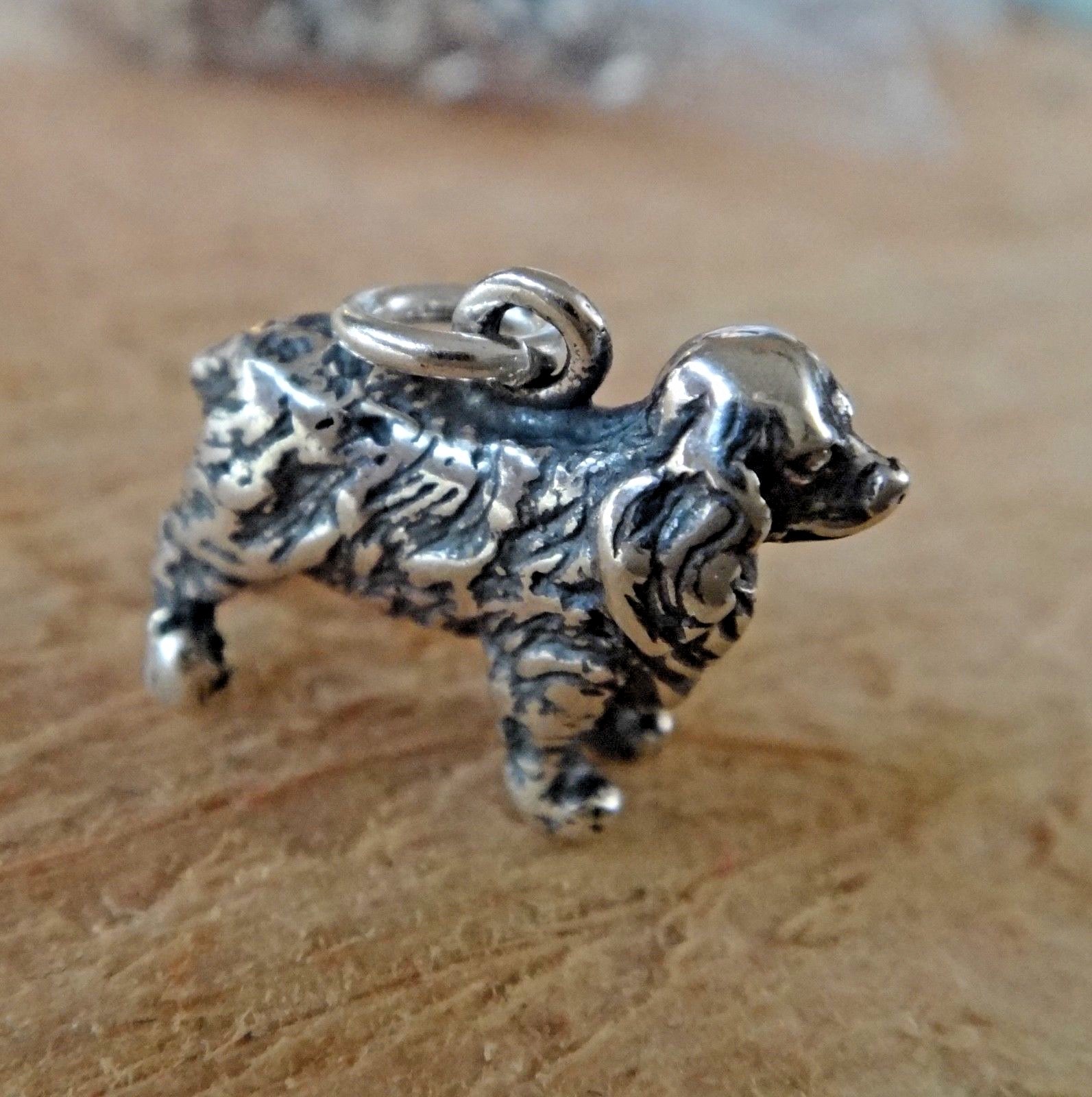 Sterling Silver 3D 12x15mm 3.5gram Solid Cocker Spaniel Dog Charm