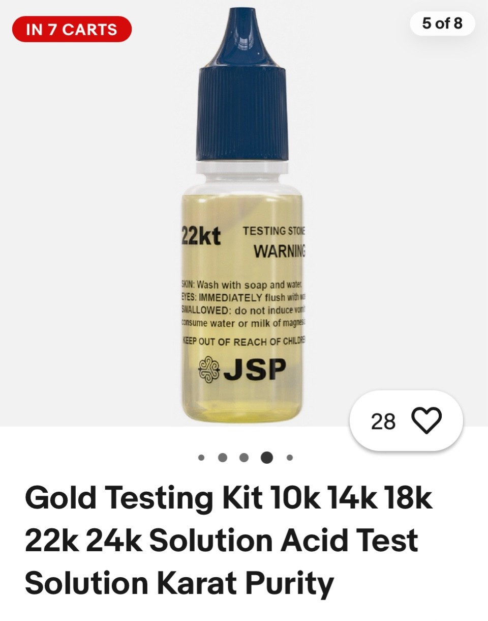 Gold Testing Kit 10k 14k 18k 22k Solutions Acids + Scratch Stone Test