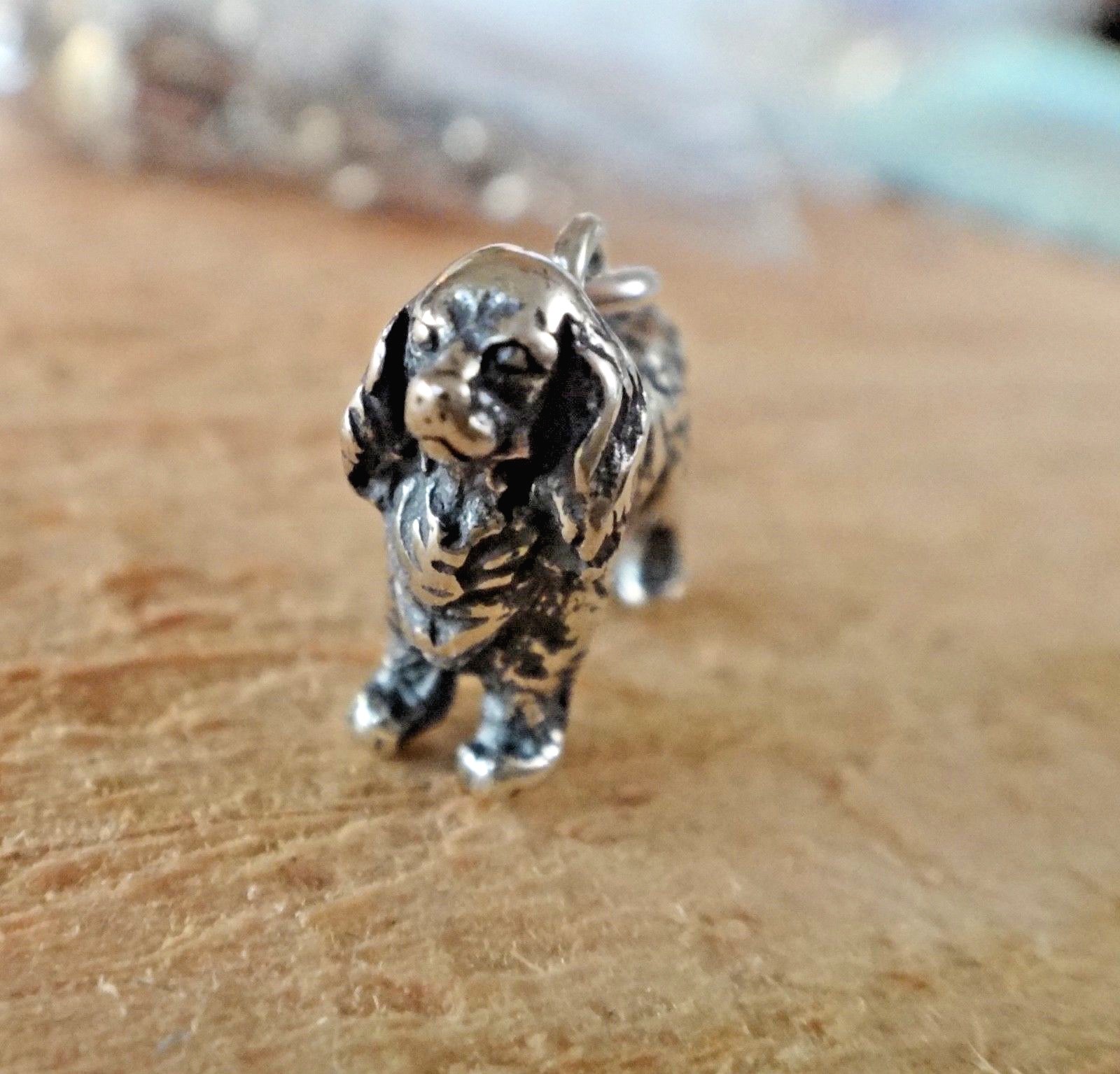 Sterling Silver 3D 12x15mm 3.5gram Solid Cocker Spaniel Dog Charm