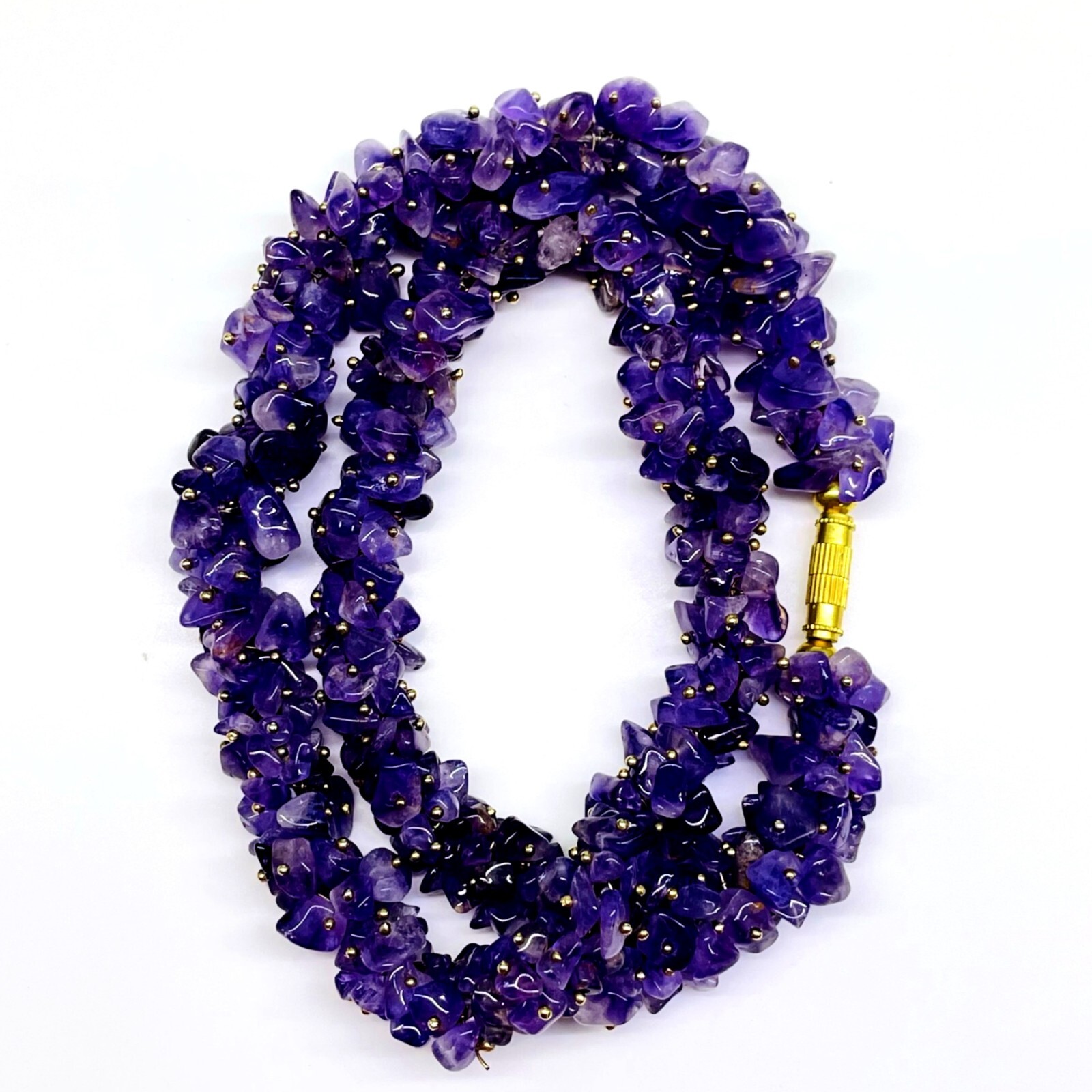 Natural Purple Amethyst Boutique Designer Handmade Beaded Necklace 18 Inches