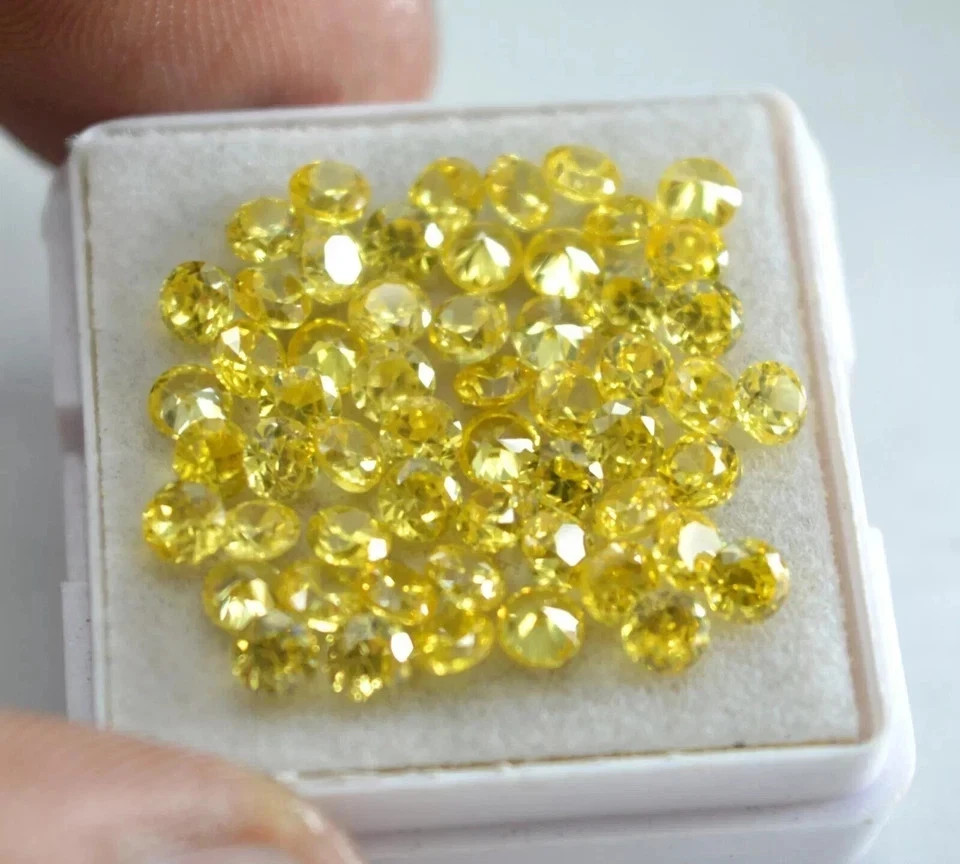 60 Pcs Natural Yellow Sapphire 6 mm Round Cut Certified Loose Gemstone Lot