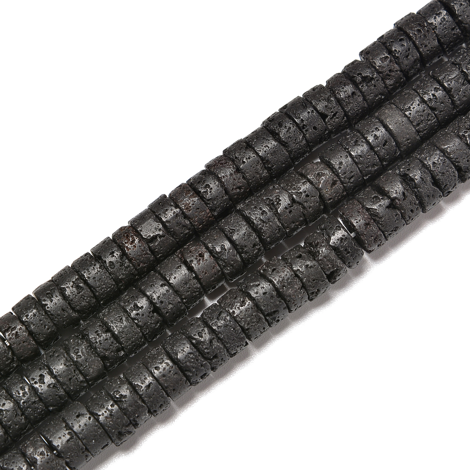 Black Lava Rock Heishi Disc Beads Size 3x6mm 3x8mm 15.5″ Strand