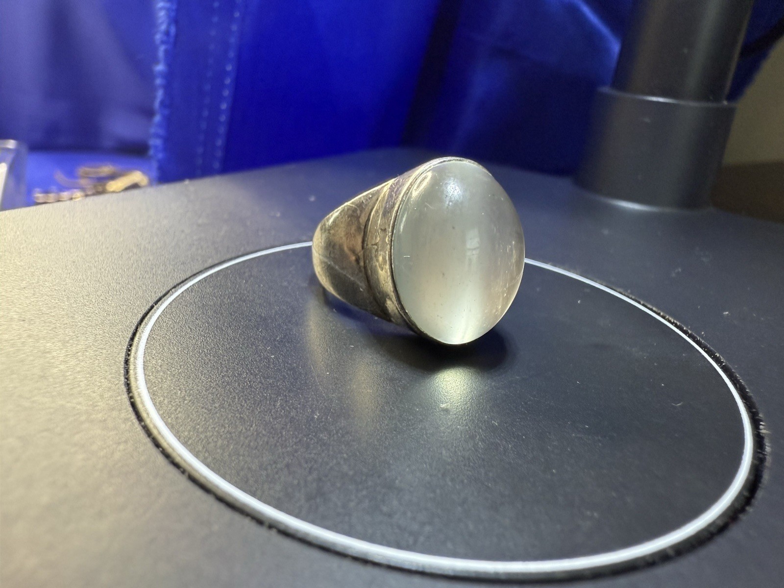Vintage Nepal Moonstone Ring 925 Sterling Silver Cabochon Statement Band Sz 6