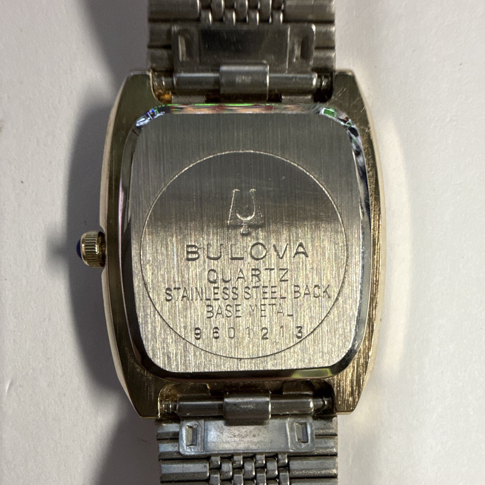 Bulova Quartz Rectangular Silver Herringbone Dial Dress Watch – 06