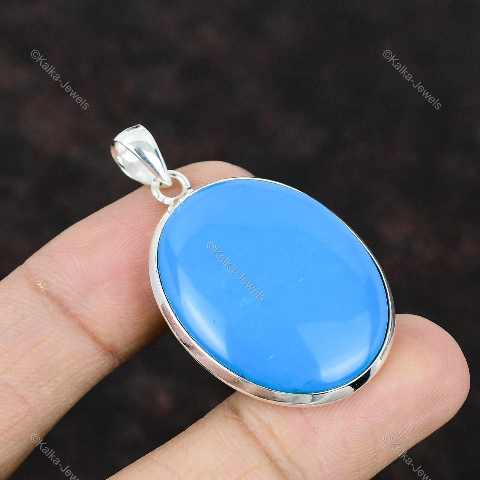 Natural Sleeping Beauty Turquoise Gemstone Pendant 925 Sterling Silver Jewelry