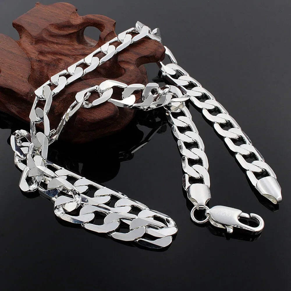 925 Sterling Silver Necklace For Men’s 16/18/20/22/24 Inches Classic 8MM Chain L
