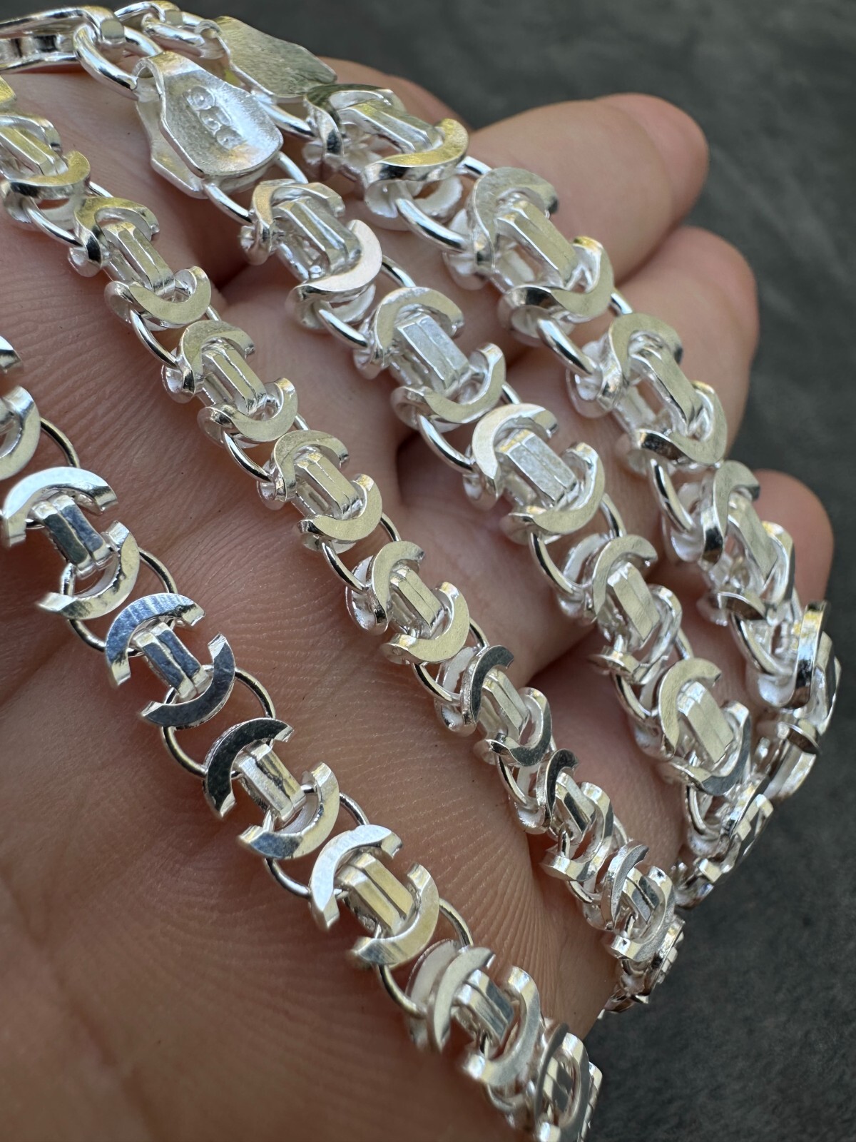 Real Solid 925 Sterling Silver Flat Byzantine Chain Mens Necklace Or Bracelet