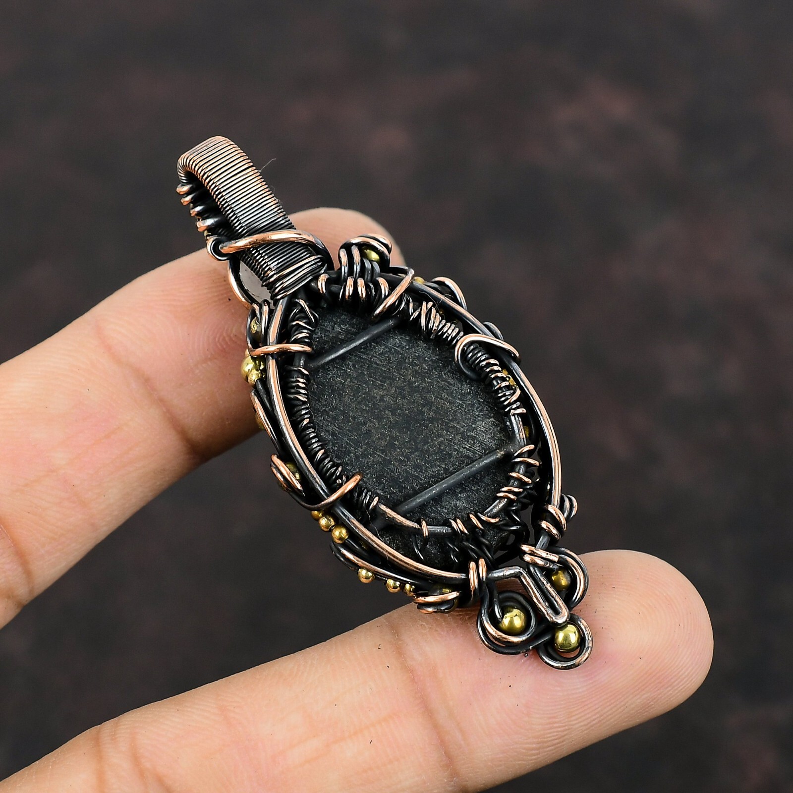 Womens day Deal Oval Abalone Shell Gemstone Rainbow Moonstone New Pendant Copper